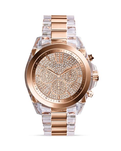 michael kors glasses square clear plastic watch with rose gold